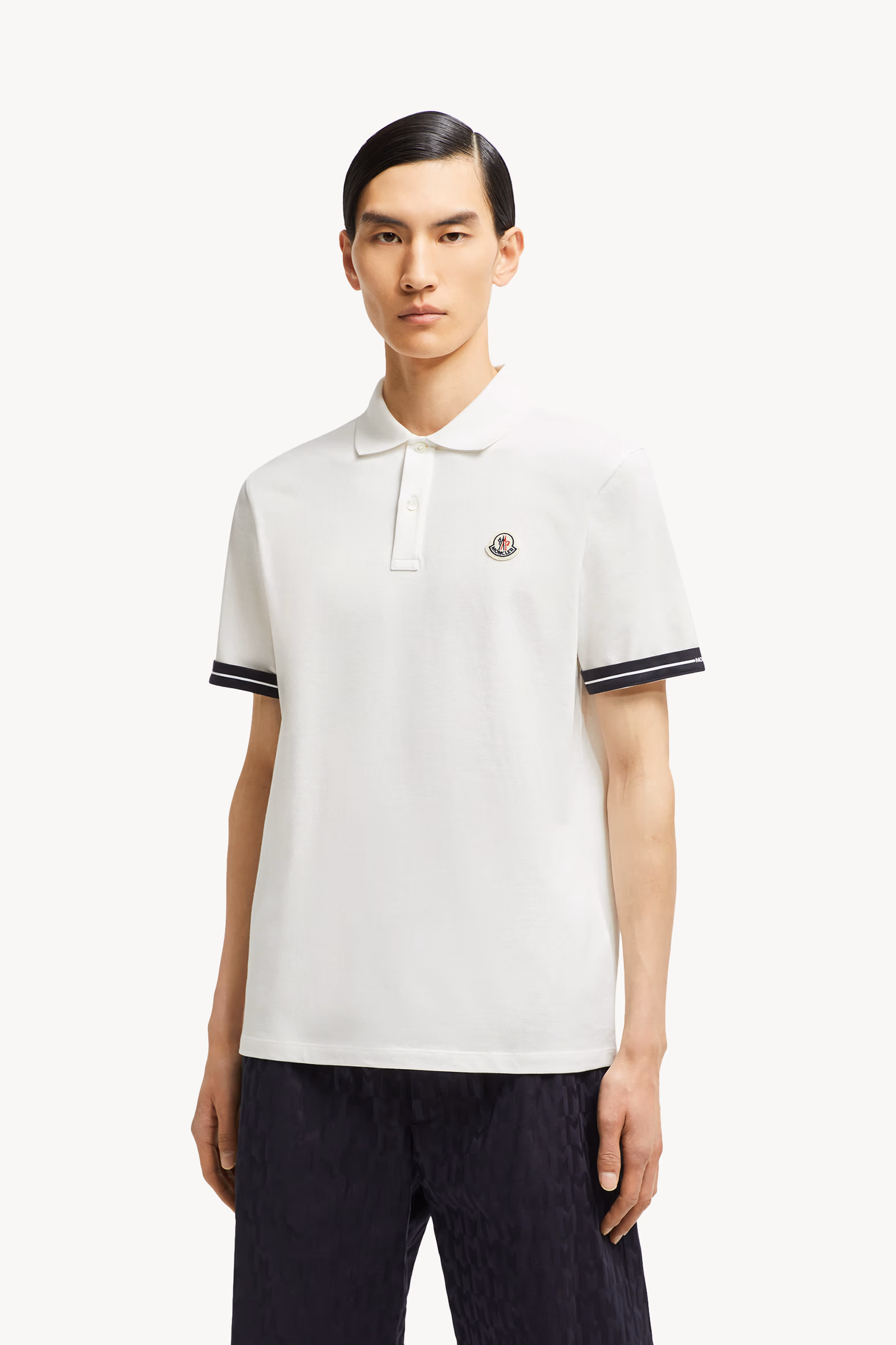 Polo en piqué de coton à logo Hommes Blanc Moncler 3